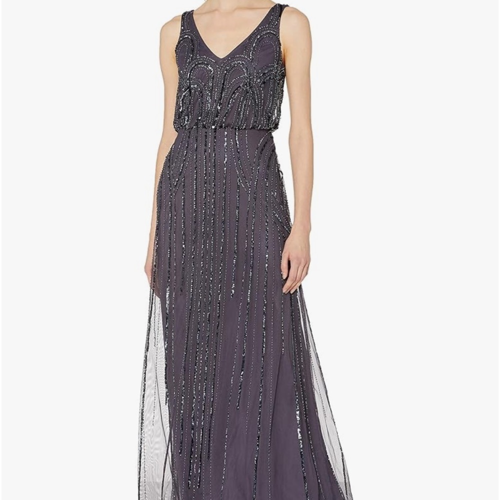 Adrianna Papell Gunmetal Beaded Dress